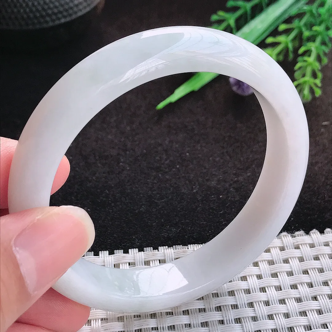 自然光57/12.5/8老坑精美冰润洒金飘黄翡手镯宽边翡翠玉镯美人镯