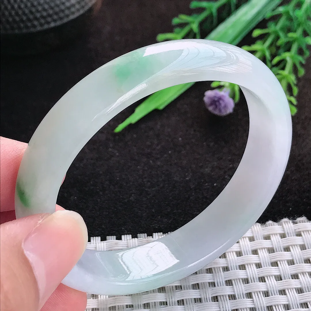 自然光54/49/12.8/6.2老坑冰胶水灵贵妃手镯宽边翡翠玉镯美人镯