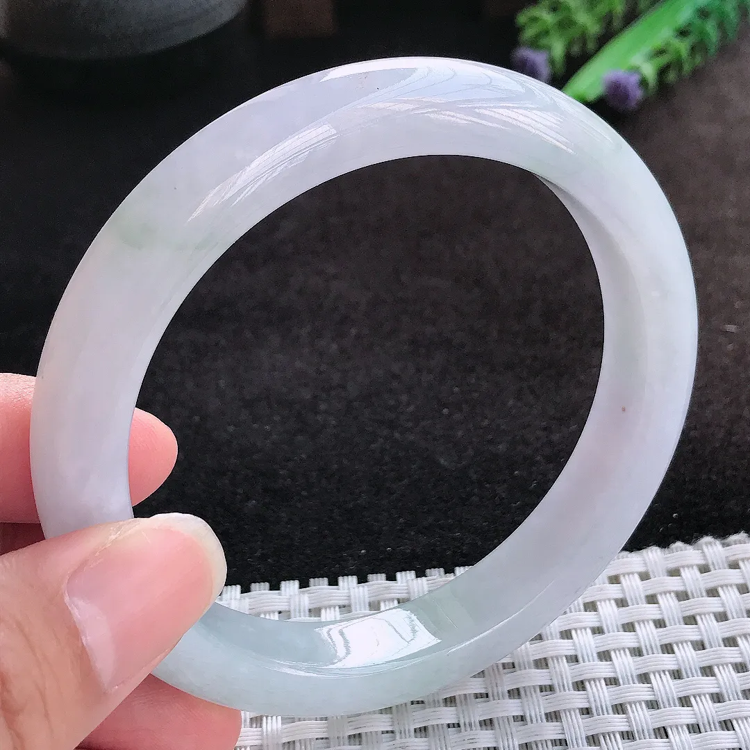 自然光63/11.7/9.1老坑冰胶水灵大圈口手镯宽边翡翠玉镯美人镯