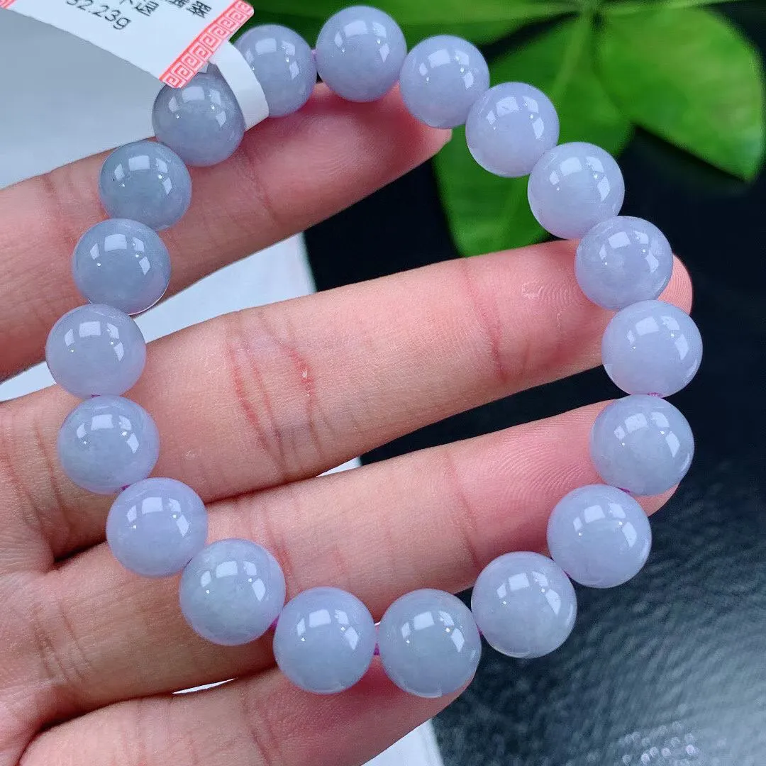 缅甸天然翡翠A货 老坑料起胶冰润 紫罗兰圆珠手串 手链 
尺寸9.7mm   y 32.23