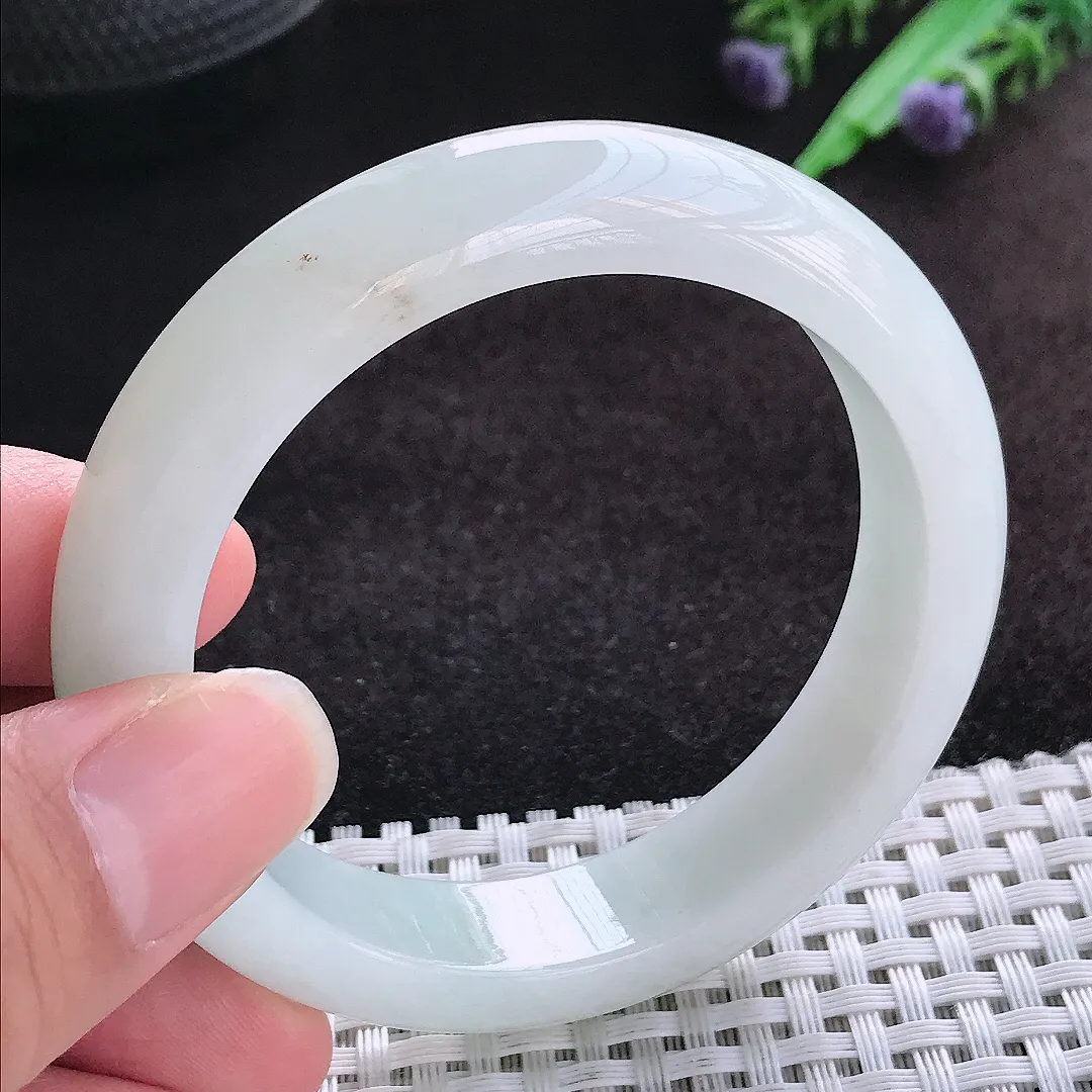 自然光53/13.2/8.3老坑秀气冰润飘花手镯宽边翡翠玉镯美人镯