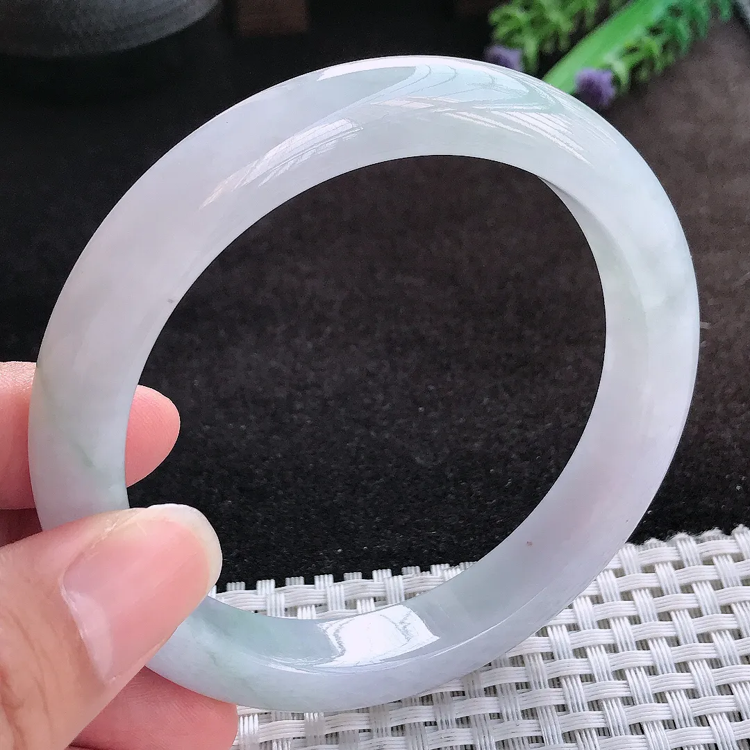 自然光63/11.7/9.1老坑冰胶水灵大圈口手镯宽边翡翠玉镯美人镯