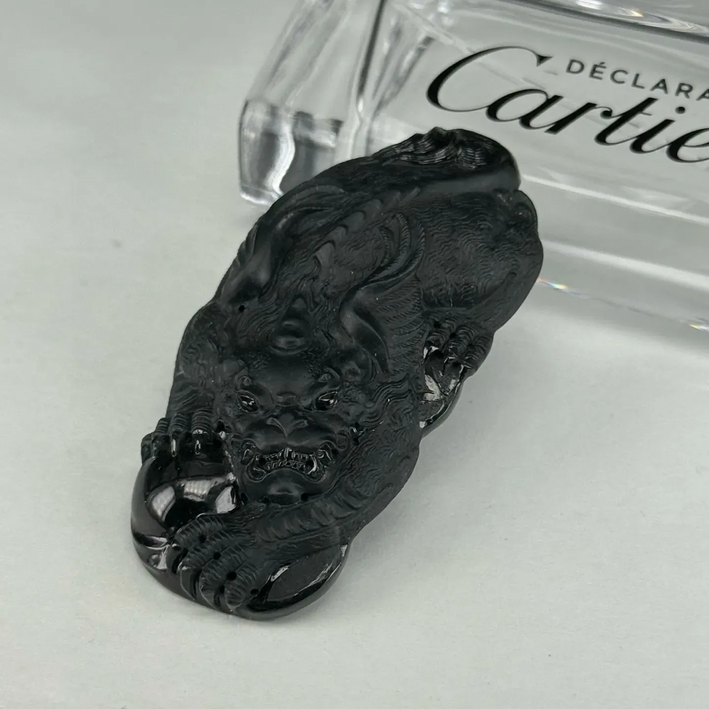 精品墨翠飞天貔貅 种好色正 黑度极好 打灯通透 油性十足 尺寸66.5