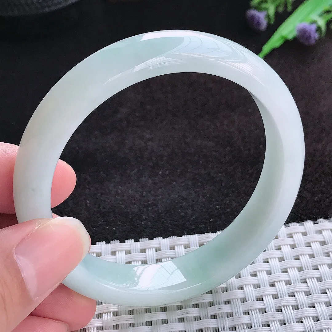 自然光56.5/13.2/7.8老坑秀气温润手镯宽边翡翠玉镯美人镯