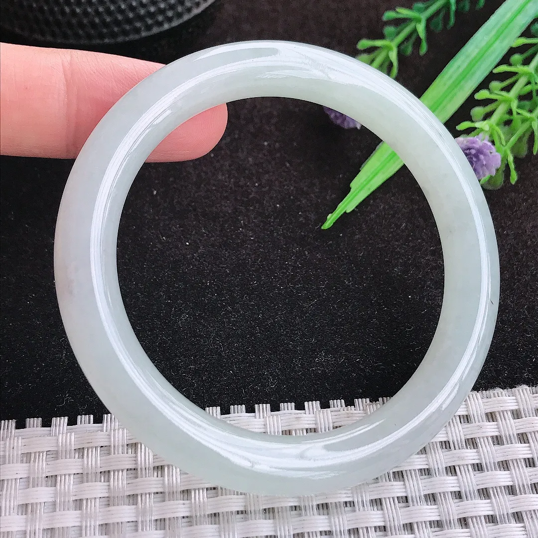 自然光54/8.8老坑冰胶水灵冰晴圆条手镯翡翠玉镯美人镯
