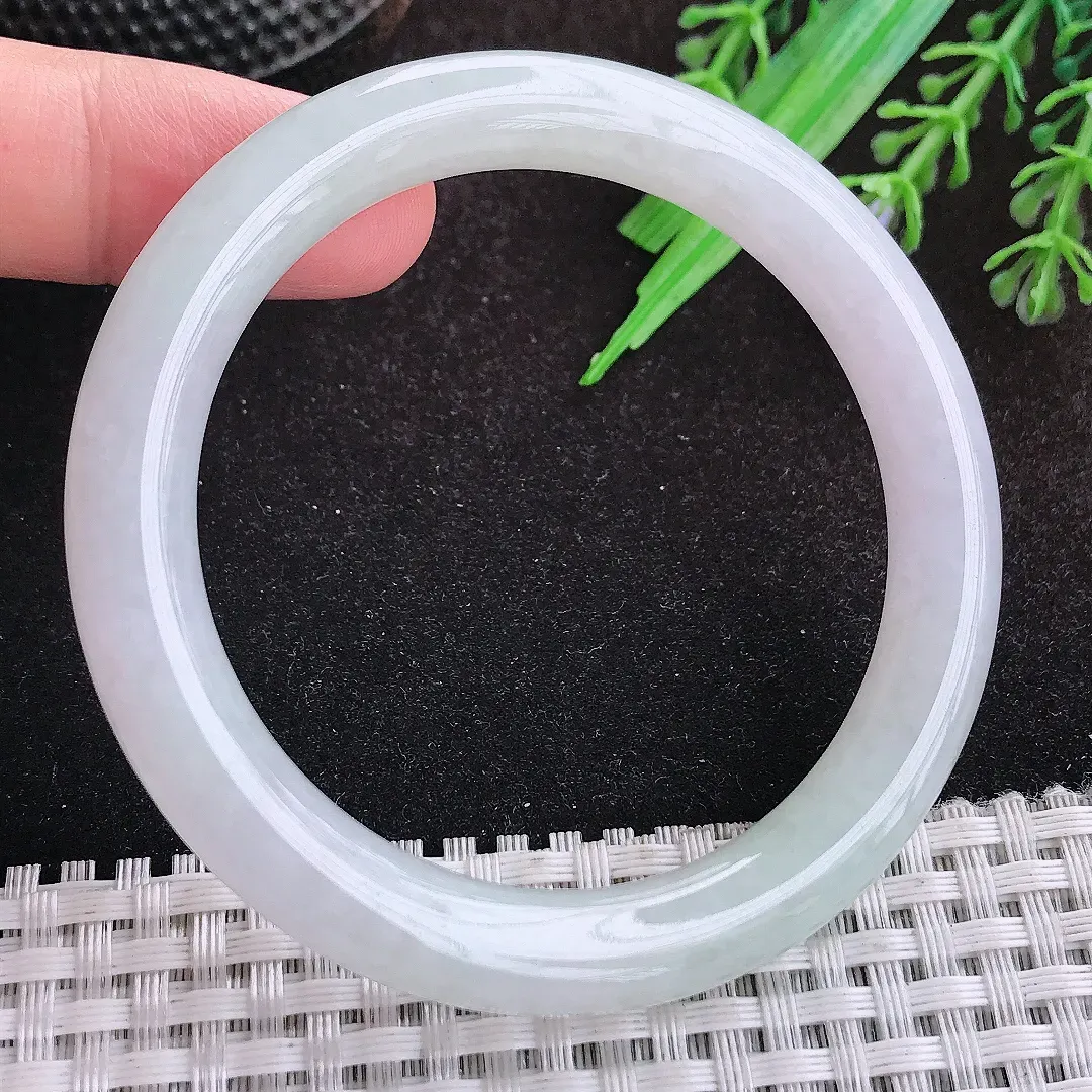 自然光53.5/8.6/8.8老坑冰胶水灵圆条手镯宽边翡翠玉镯美人镯