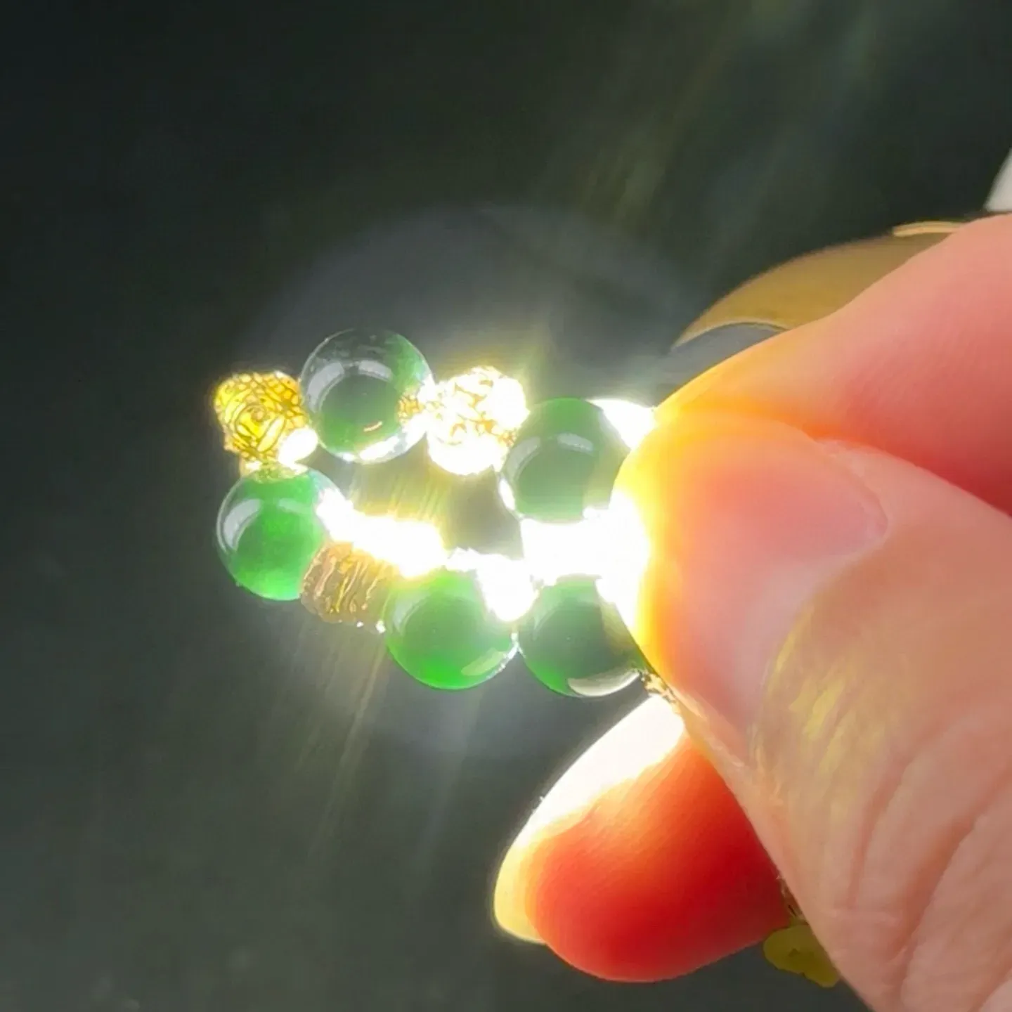 精品18k墨翠珠子手链 种好色正 黑度极好 打灯通透 油性十足 尺寸6.3