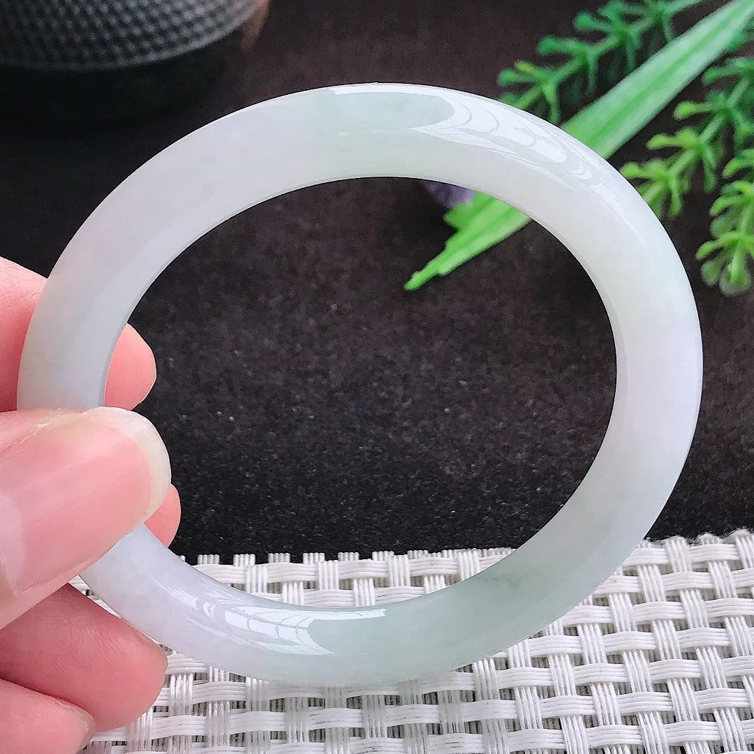 自然光51/8.6/8.4老坑秀气冰润小圈口圆条手镯宽边翡翠玉镯美人镯