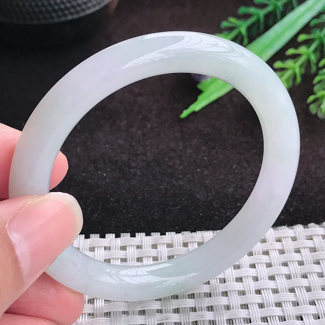 自然光51/8.6/8.4老坑秀气冰润小圈口圆条手镯宽边翡翠玉镯美人镯