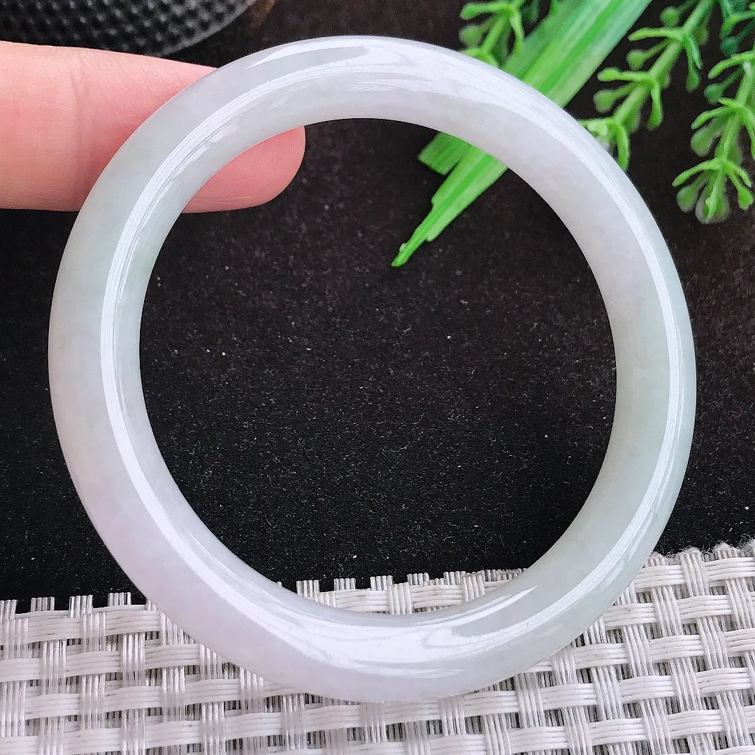 自然光53.5/8.6/8.8老坑冰胶水灵圆条手镯宽边翡翠玉镯美人镯