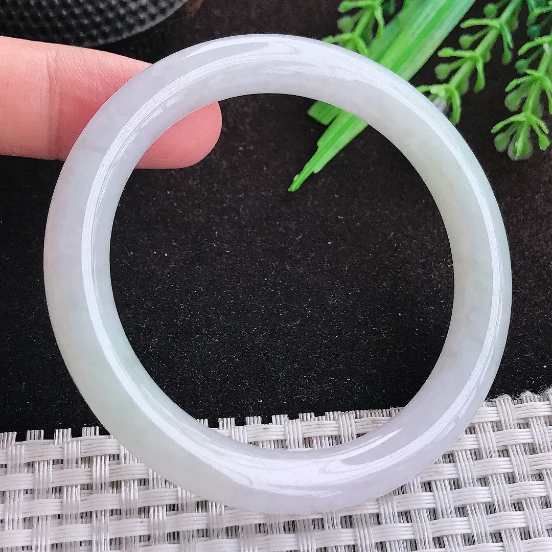 自然光53.5/8.6/8.8老坑冰胶水灵圆条手镯宽边翡翠玉镯美人镯