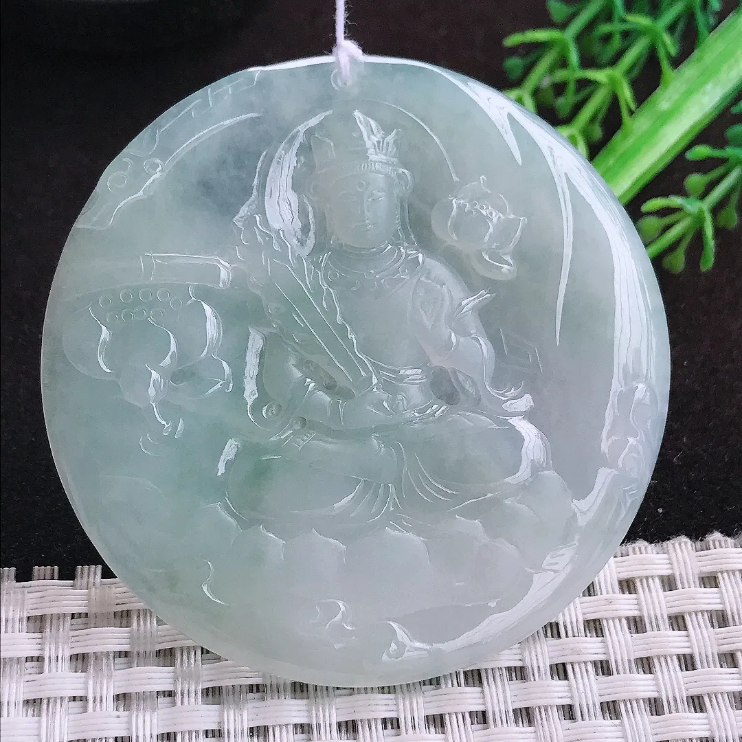 自然光60.5/4.8老坑冰胶果冻冰纯虚空藏菩萨吊坠天然翡翠玉坠挂件