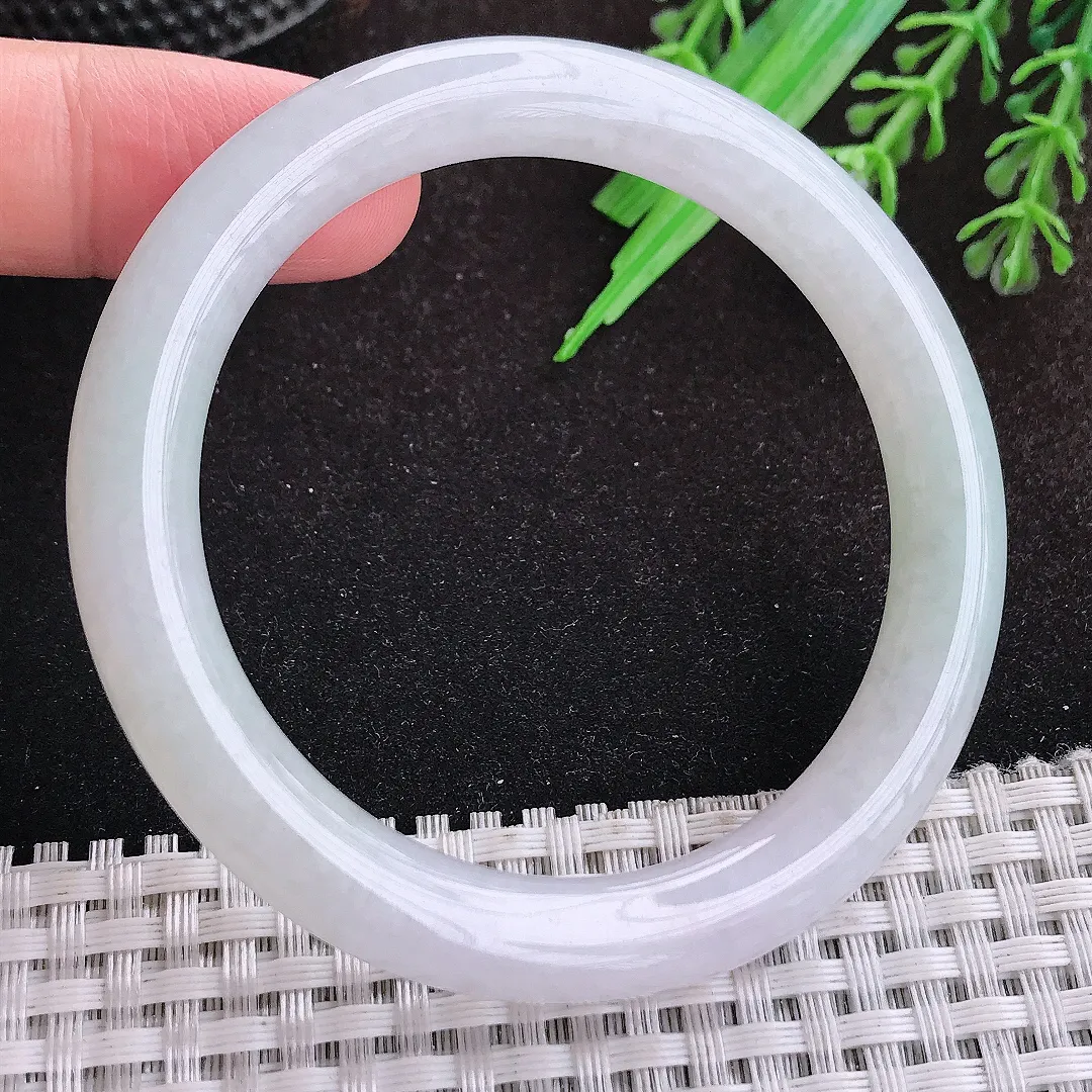 自然光53.5/8.6/8.8老坑冰胶水灵圆条手镯宽边翡翠玉镯美人镯