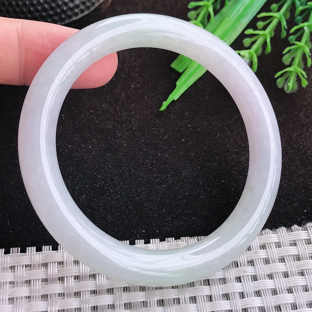自然光53.5/8.6/8.8老坑冰胶水灵圆条手镯宽边翡翠玉镯美人镯