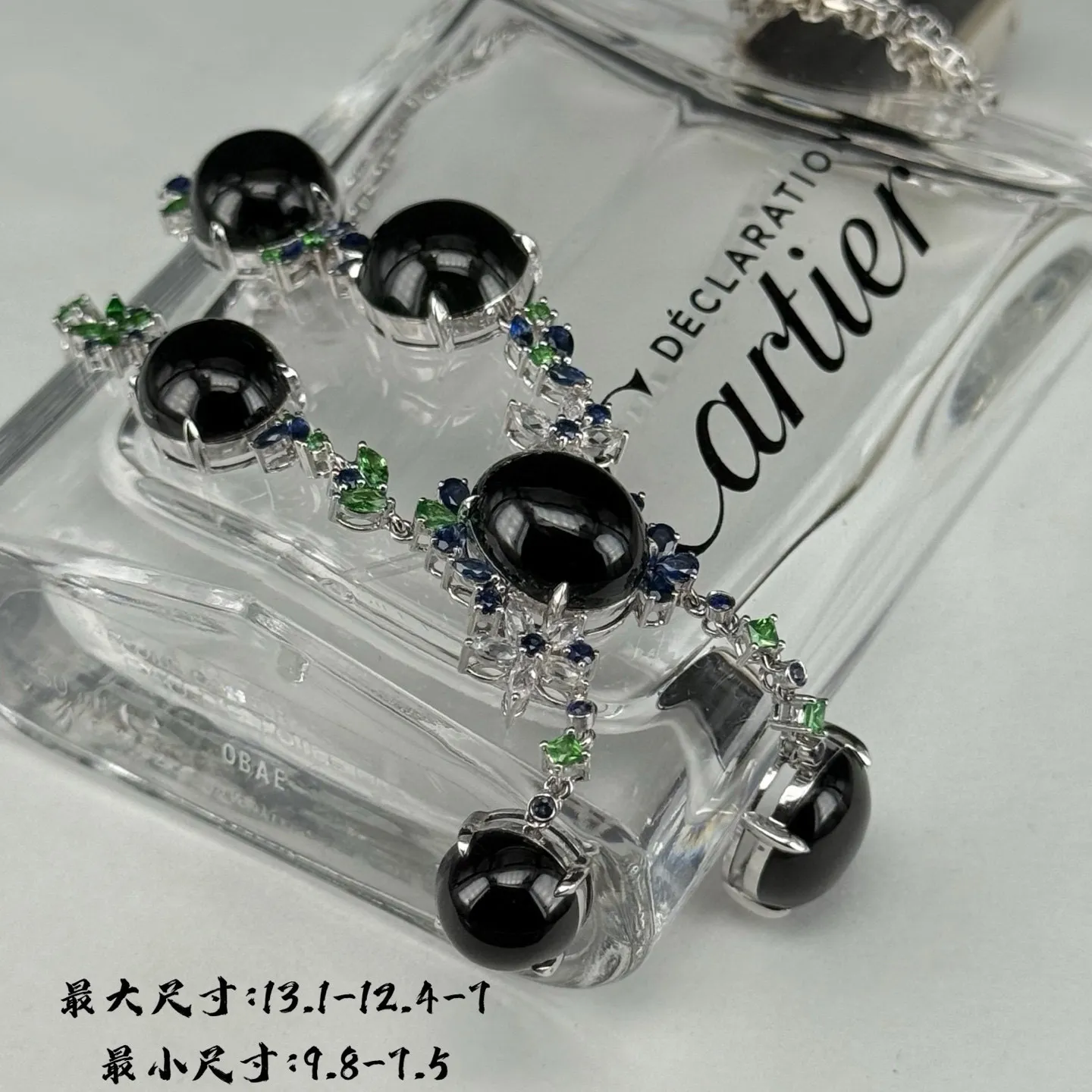 重金豪镶墨翠锁骨链 种好色正 黑度极好 打灯通透 油性十足 尺寸13.1