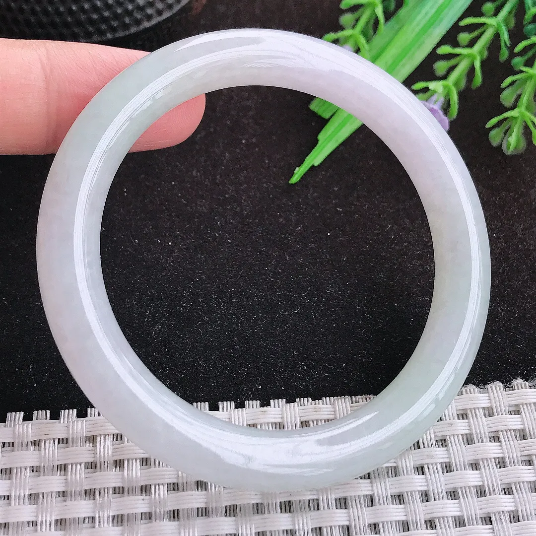 自然光53.5/8.6/8.8老坑冰胶水灵圆条手镯宽边翡翠玉镯美人镯