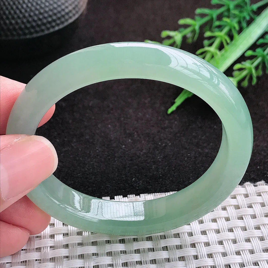 自然光52/46/11.1/7.6老坑冰胶果冻冰晴甜绿贵妃手镯翡翠玉镯美人镯