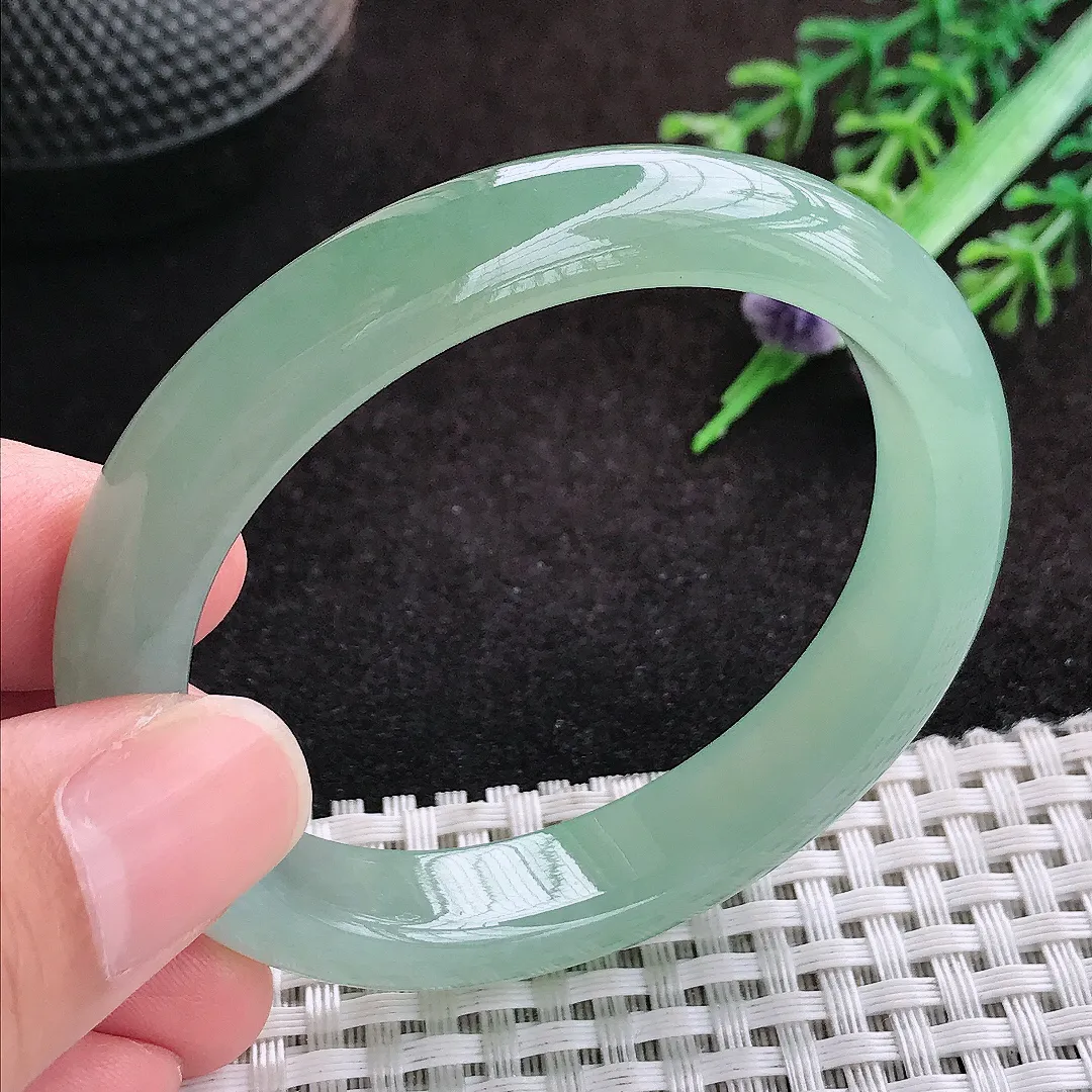 自然光52/46/11.1/7.6老坑冰胶果冻冰晴甜绿贵妃手镯翡翠玉镯美人镯