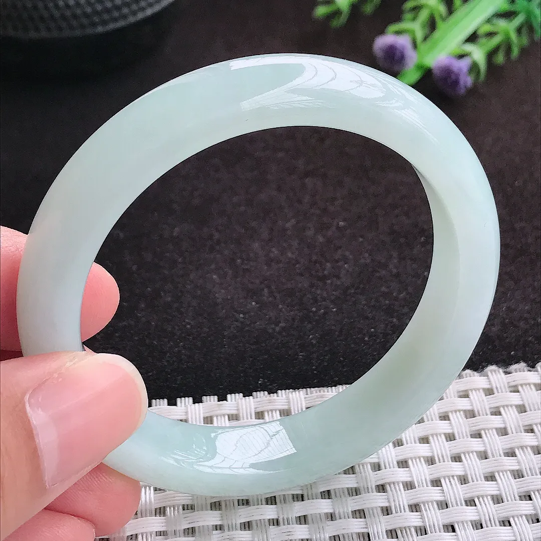自然光52/11.7/7.8老坑秀气冰润晴底色手镯翡翠玉镯美人镯