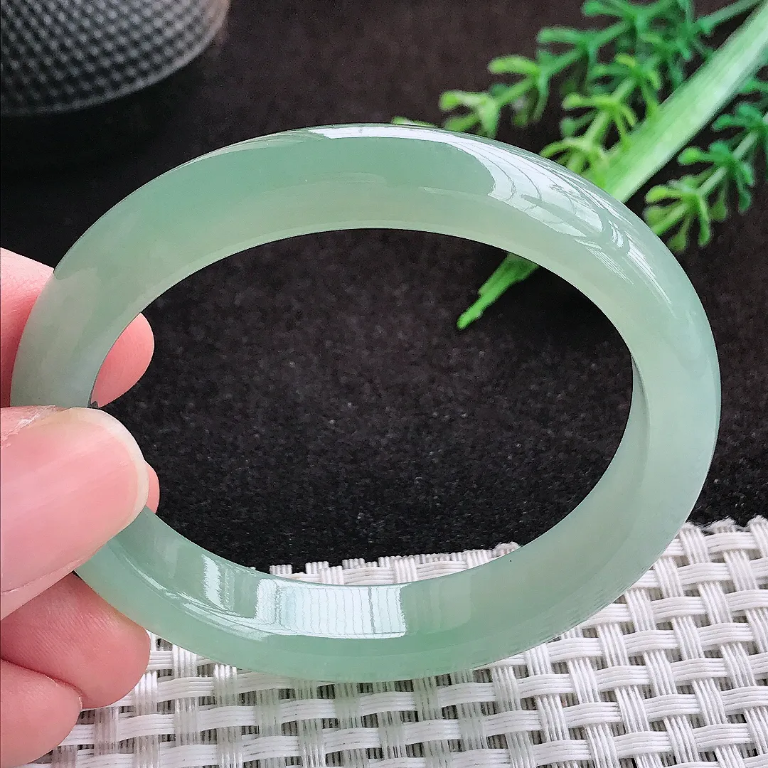 自然光52/46/11.1/7.6老坑冰胶果冻冰晴甜绿贵妃手镯翡翠玉镯美人镯