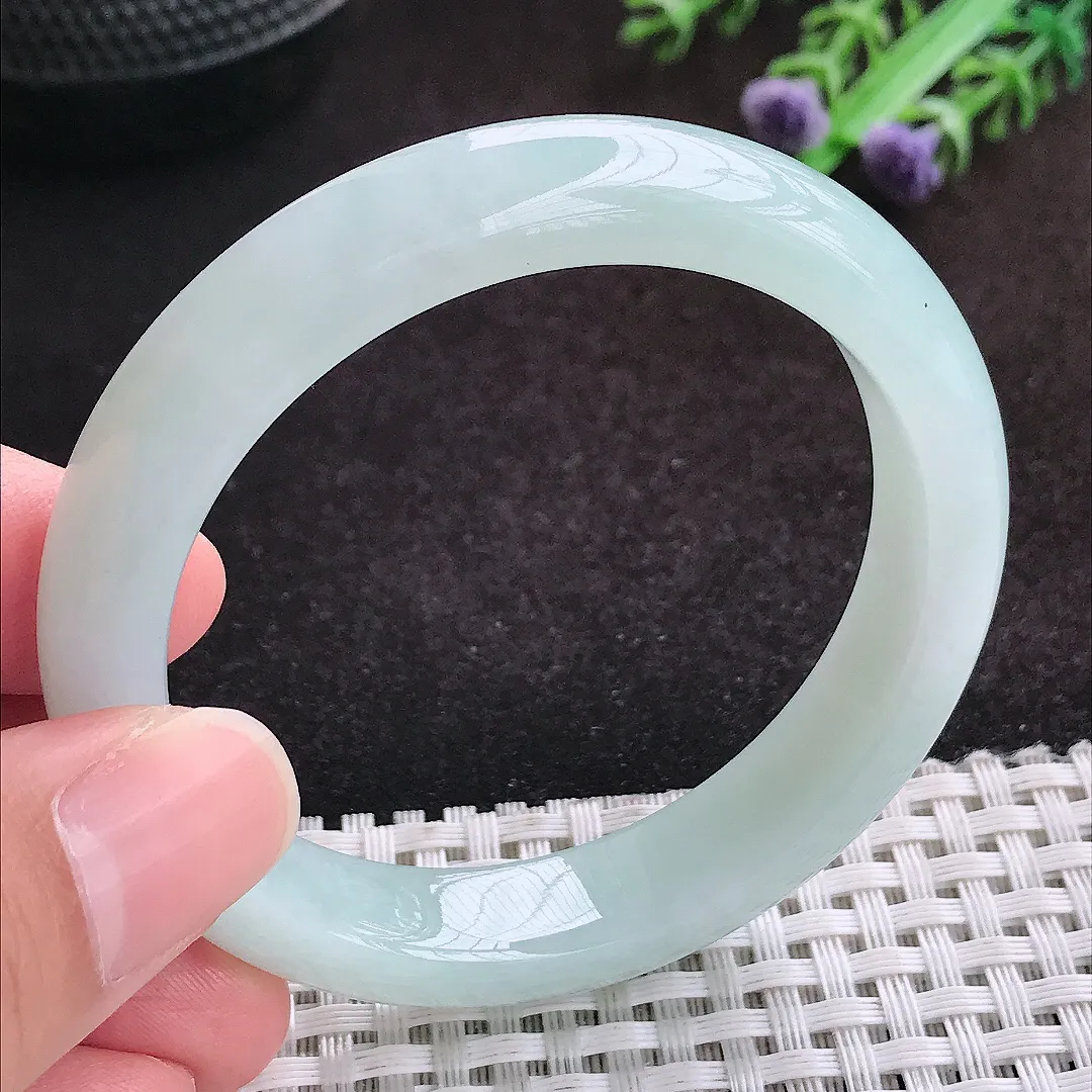 自然光52/11.7/7.8老坑秀气冰润晴底色手镯翡翠玉镯美人镯