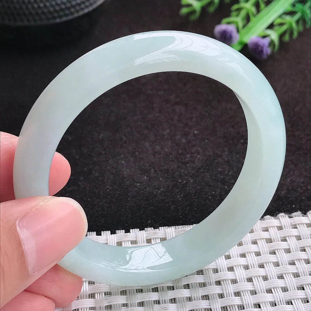 自然光52/11.7/7.8老坑秀气冰润晴底色手镯翡翠玉镯美人镯