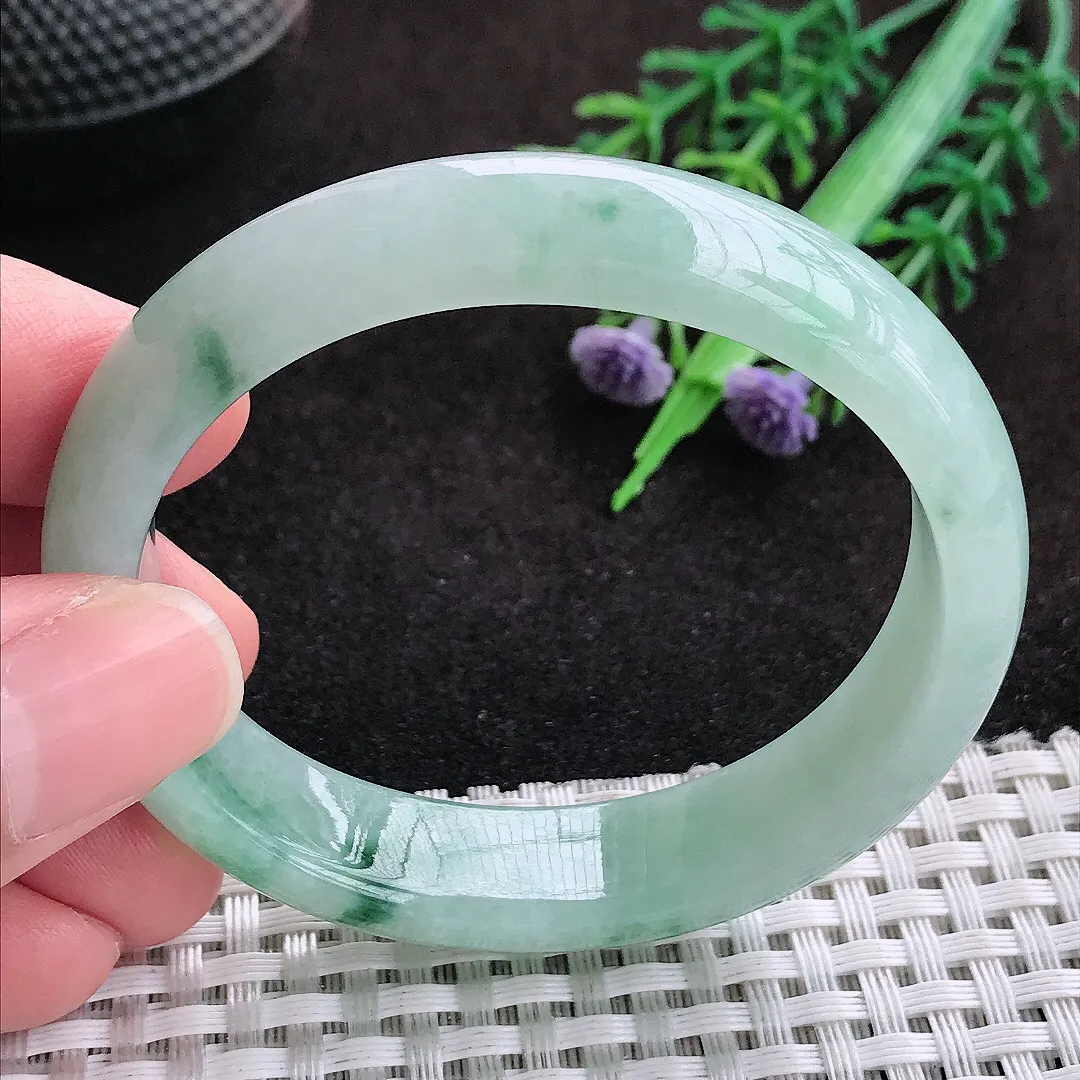自然光52/47/12.7/7.2老坑冰胶水灵飘花贵妃手镯翡翠玉镯美人镯