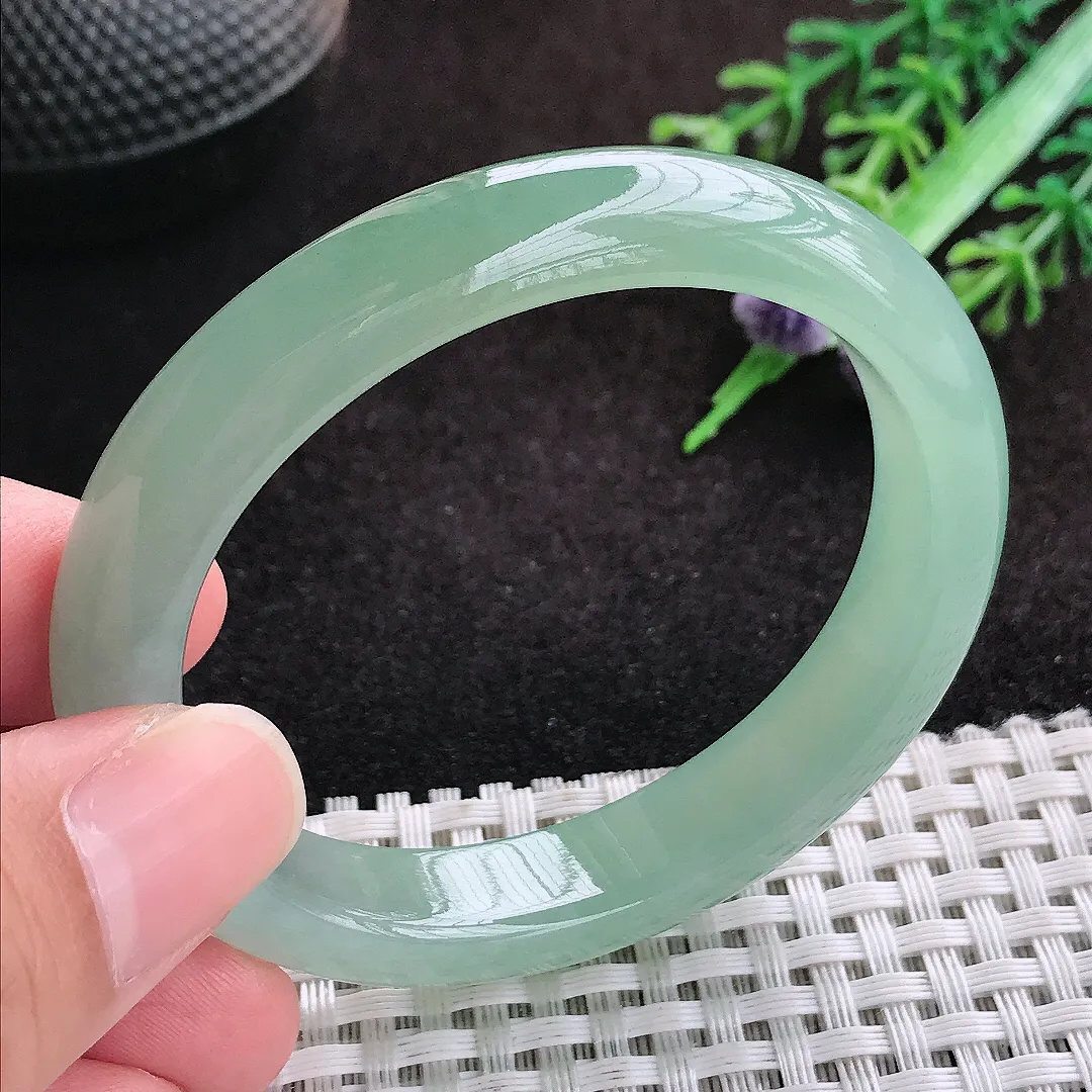 自然光52/46/11.1/7.6老坑冰胶果冻冰晴甜绿贵妃手镯翡翠玉镯美人镯