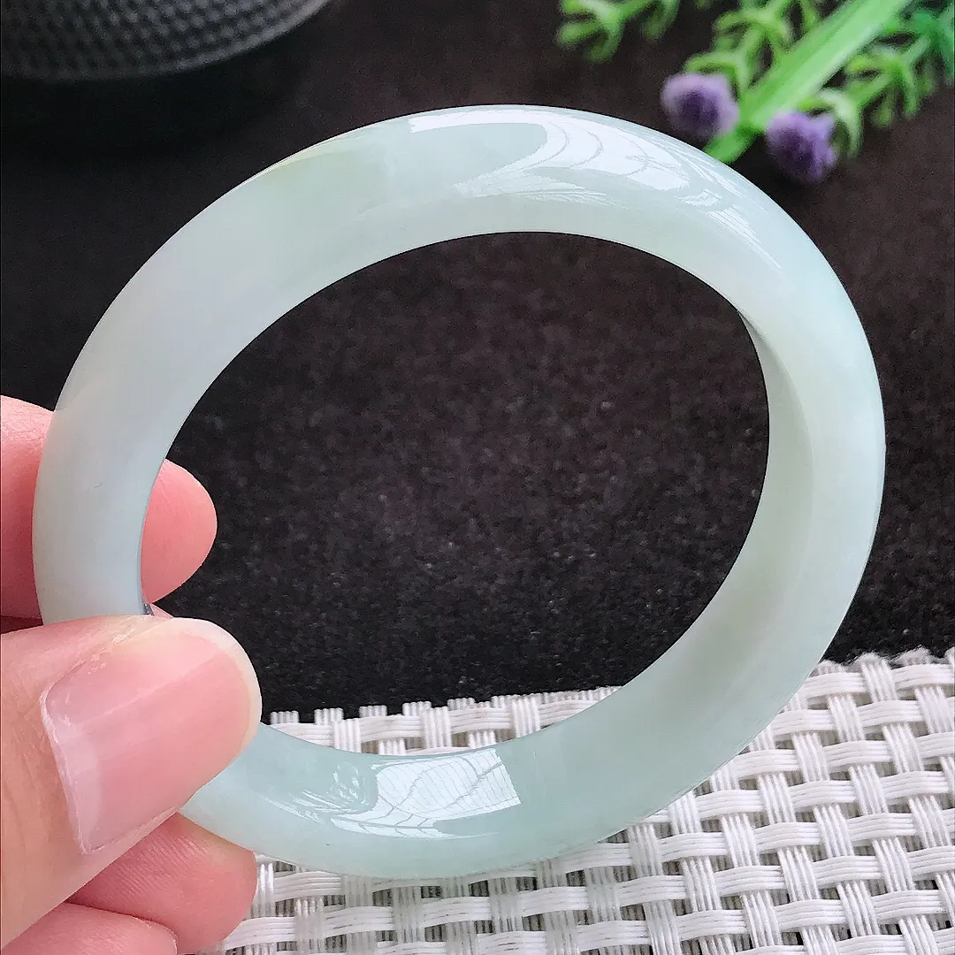 自然光52/11.7/7.8老坑秀气冰润晴底色手镯翡翠玉镯美人镯