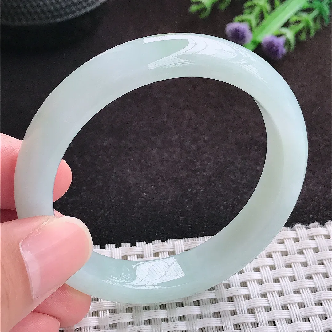 自然光52/11.7/7.8老坑秀气冰润晴底色手镯翡翠玉镯美人镯