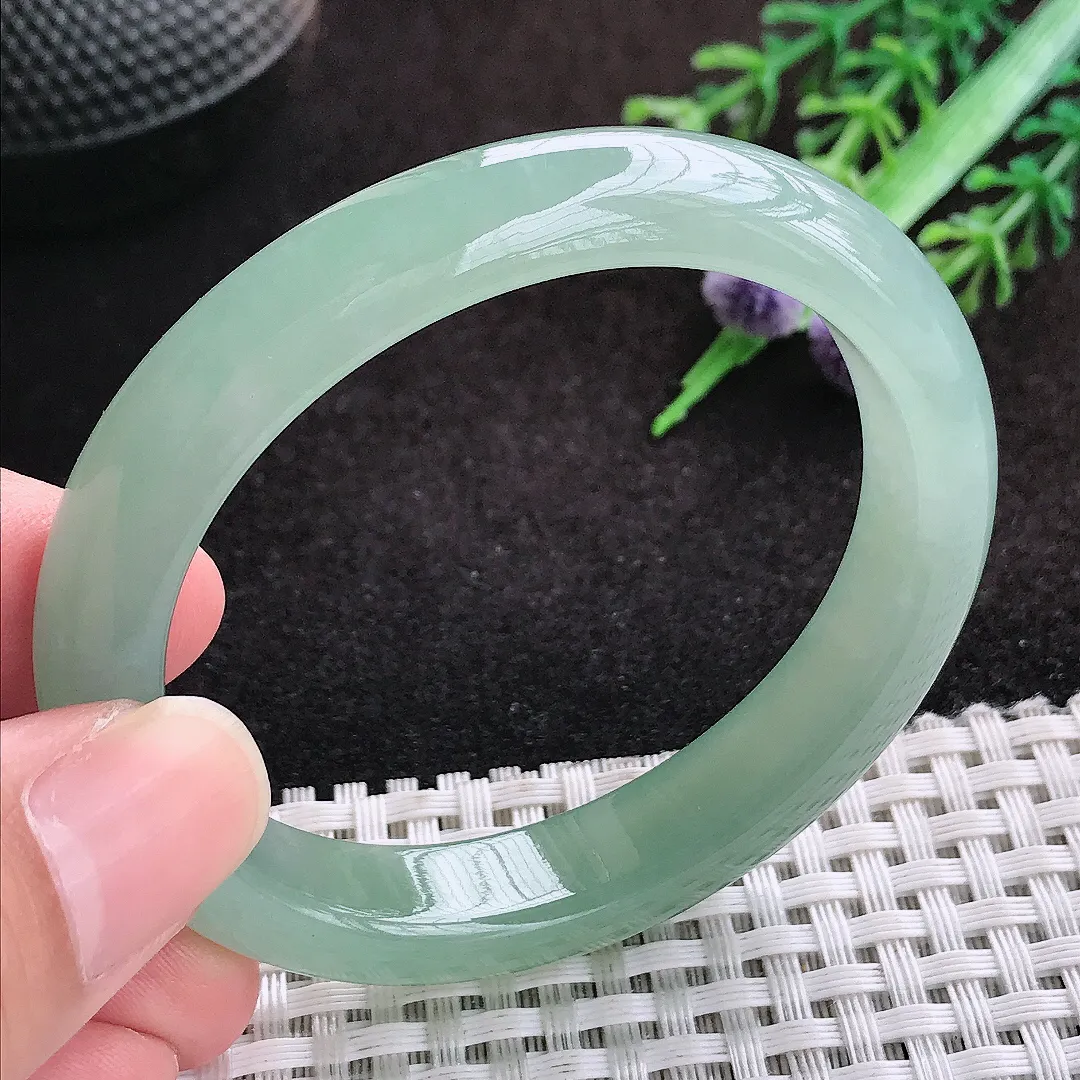 自然光52/46/11.1/7.6老坑冰胶果冻冰晴甜绿贵妃手镯翡翠玉镯美人镯