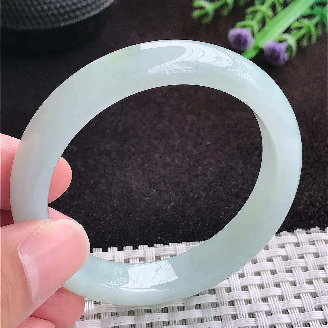 自然光52/11.7/7.8老坑秀气冰润晴底色手镯翡翠玉镯美人镯
