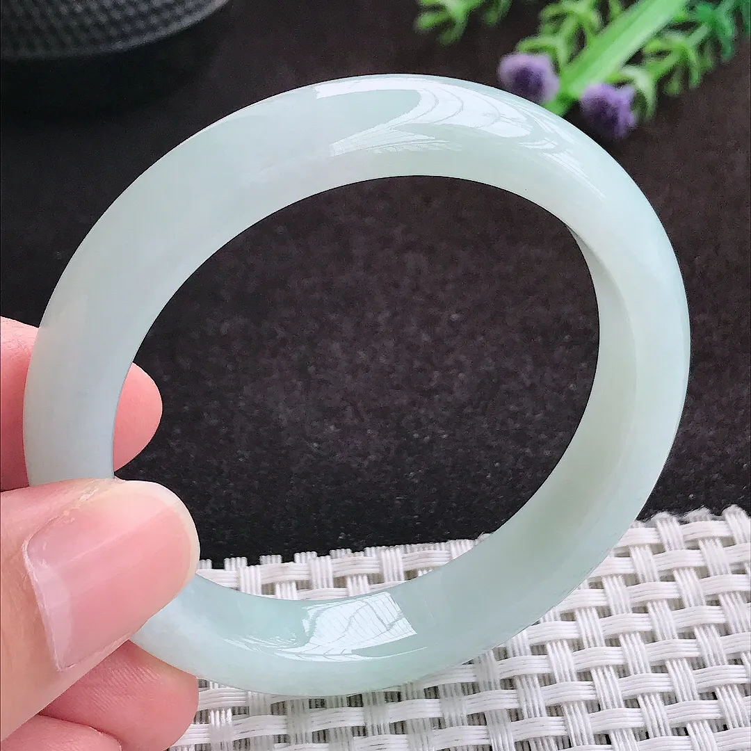 自然光52/11.7/7.8老坑秀气冰润晴底色手镯翡翠玉镯美人镯