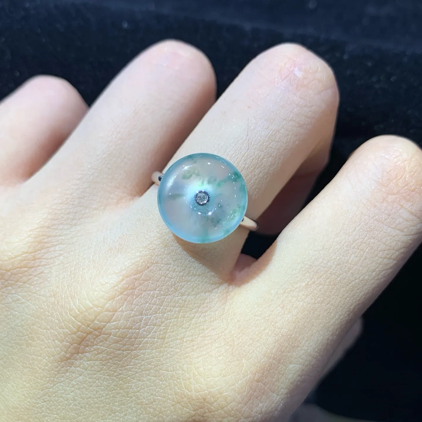 冰种飘花平安圈女戒