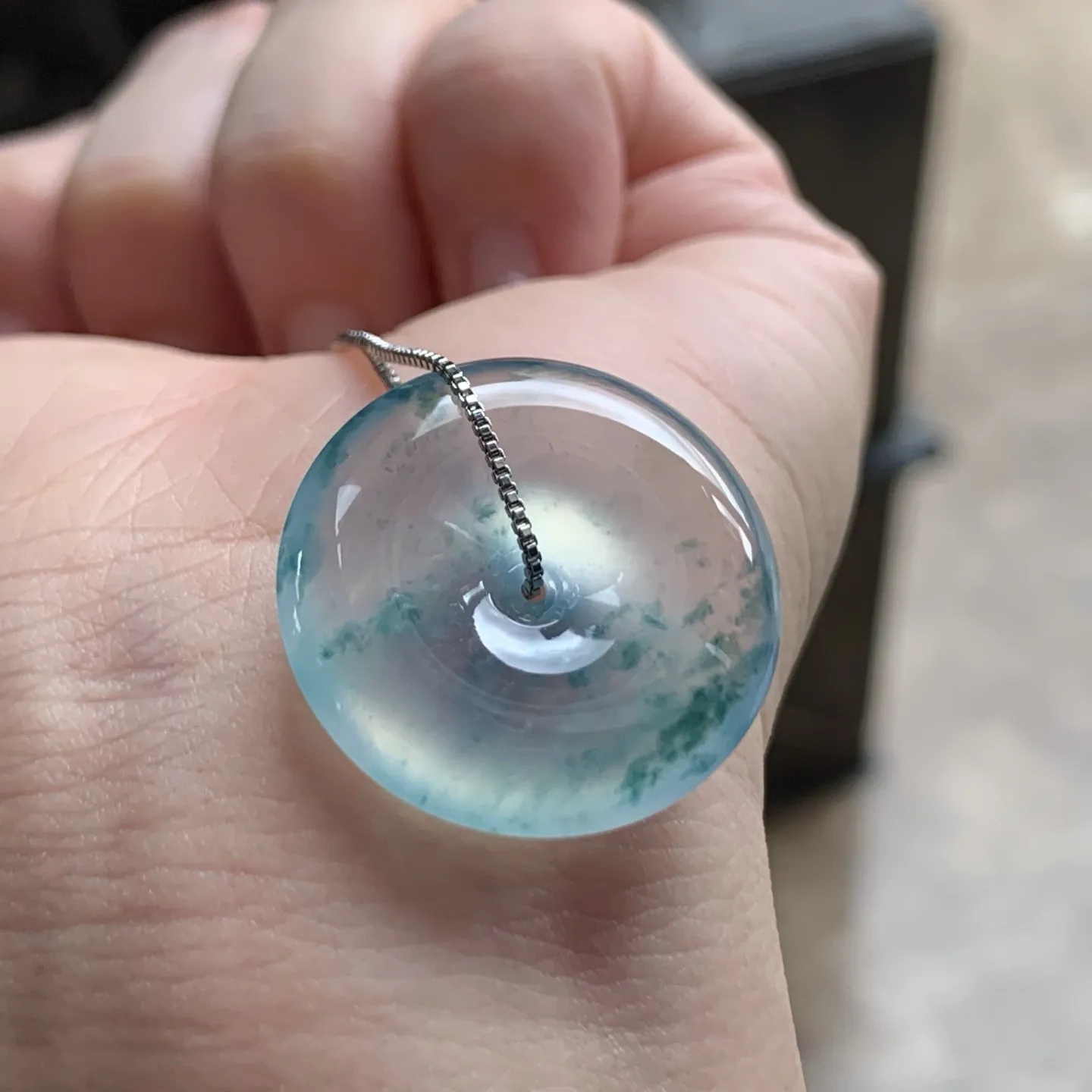 冰种飘花平安扣 冰味十足，平安顺遂