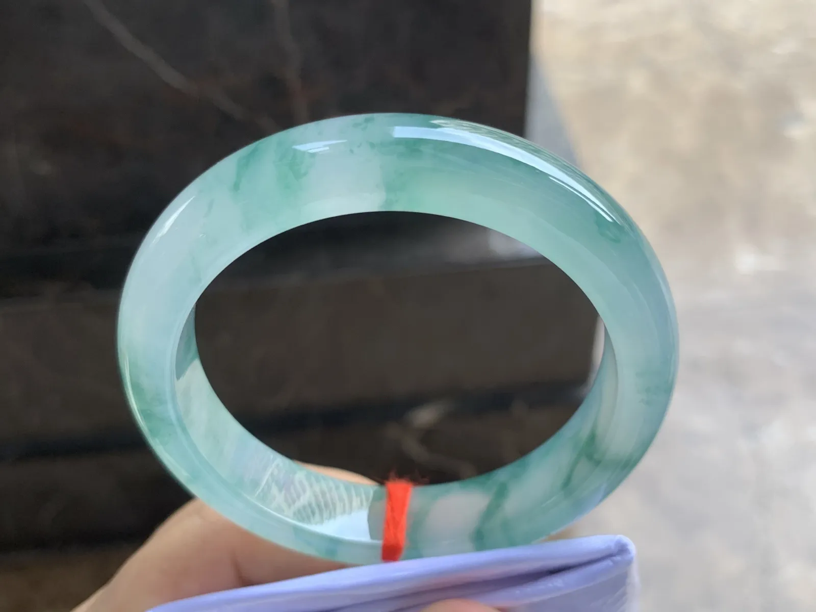 58-13-9mm
冰种飘花手镯 水润冰透