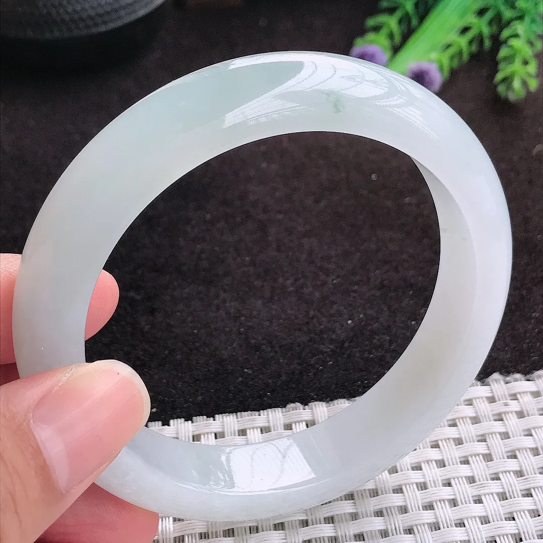 自然光60/13.6/6老坑冰胶果冻冰纯大圈口手镯翡翠玉镯美人镯
