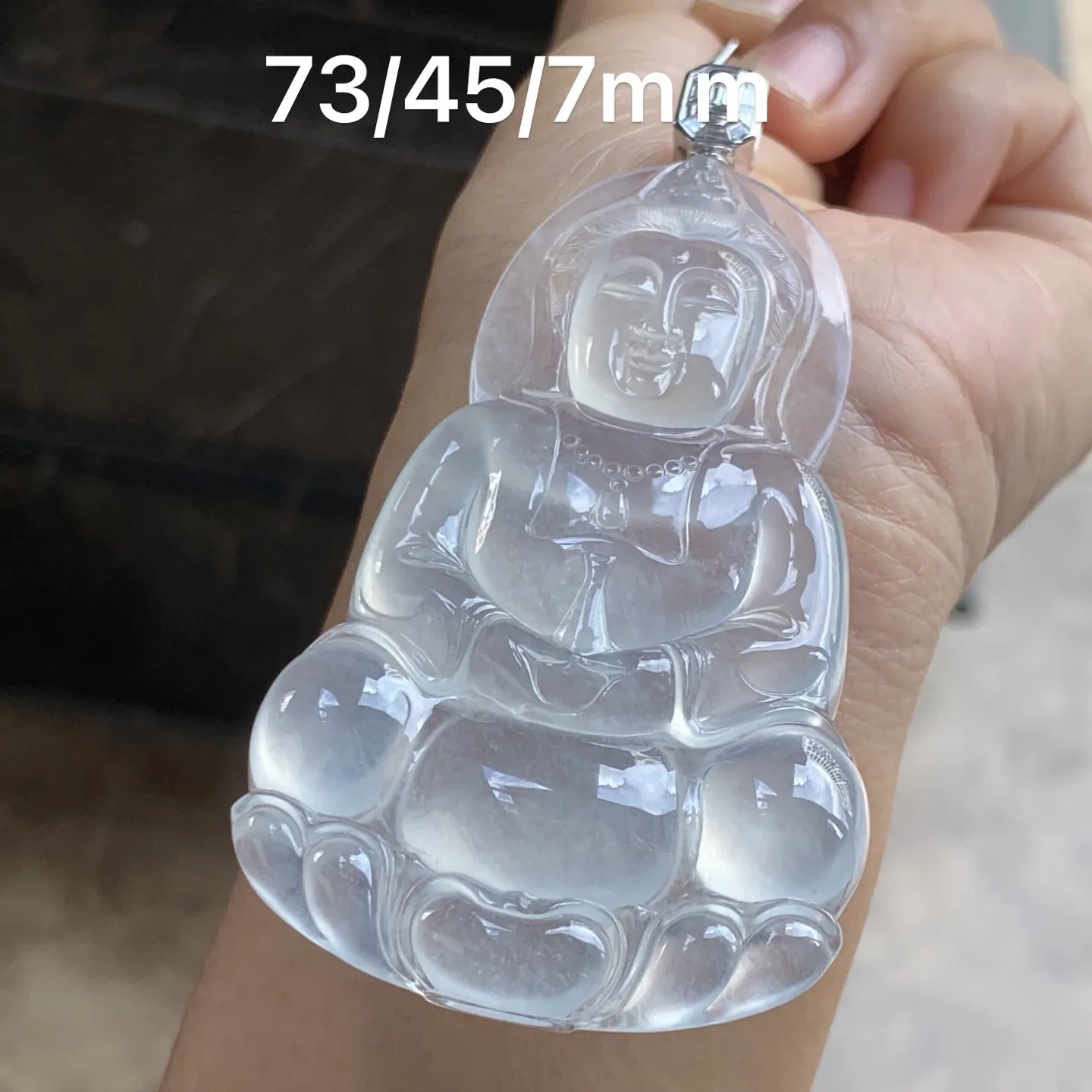 冰种观音 冰透起光 纯净无暇 品相端庄 大气 18K金镶嵌