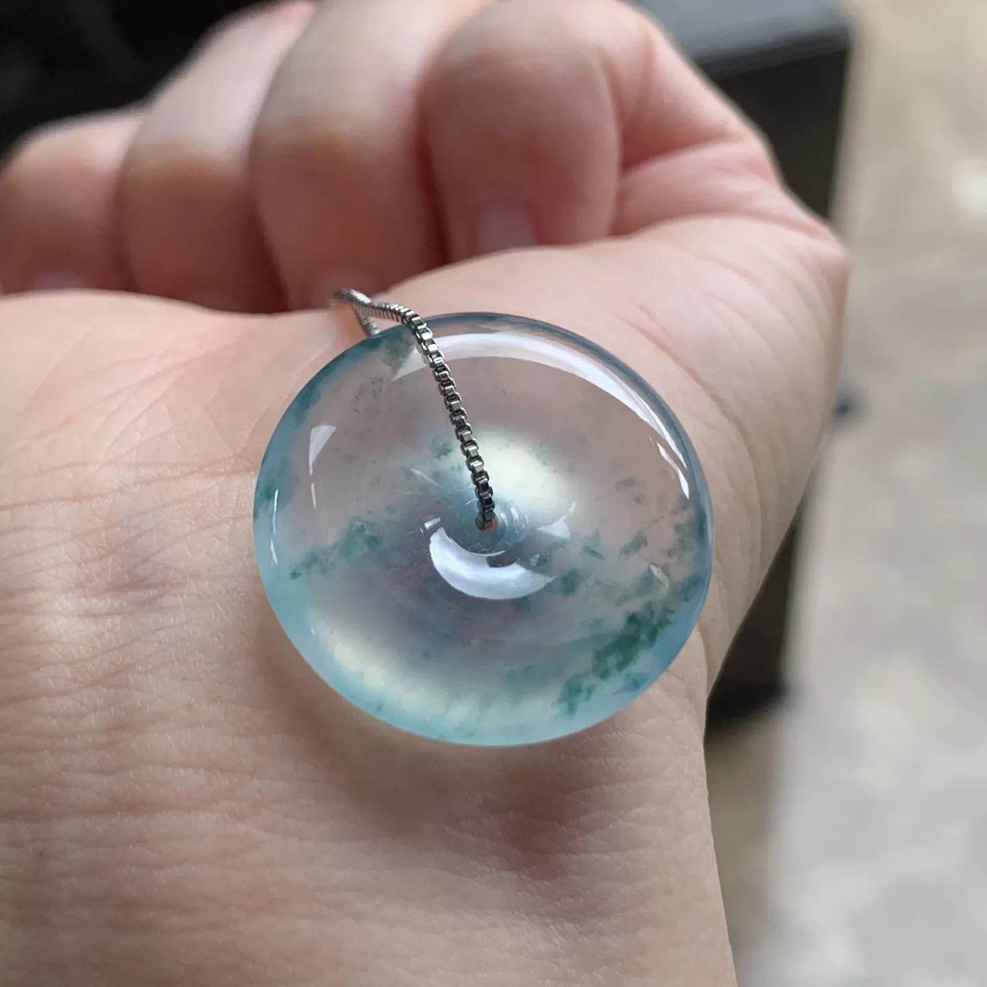冰种飘花平安扣 冰味十足，平安顺遂