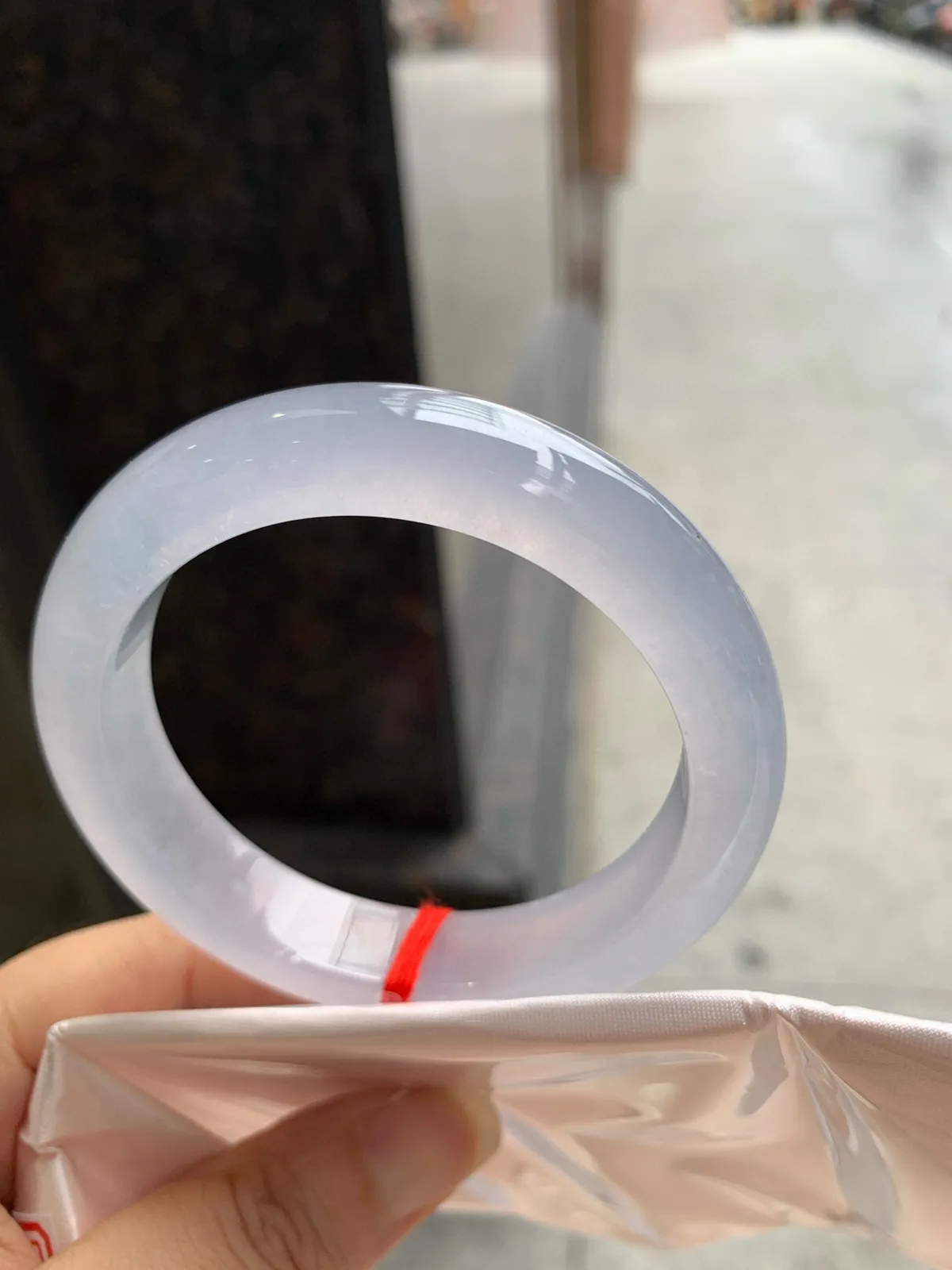 正圈冰玻紫满色 无瑕 尺寸:54.5/12/8.8 种水好