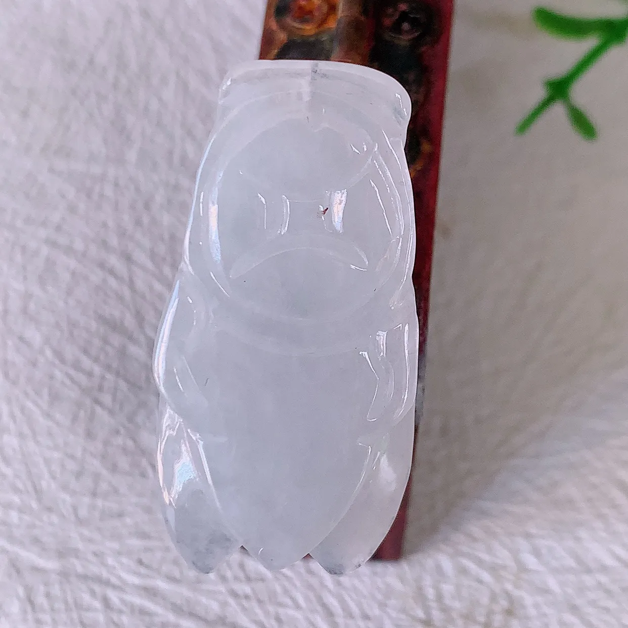 自然光实拍，冰胶翡翠招财金蝉吊坠，种老水足，雕工精湛 ，寓意美好，佩戴时尚出众！#57.25