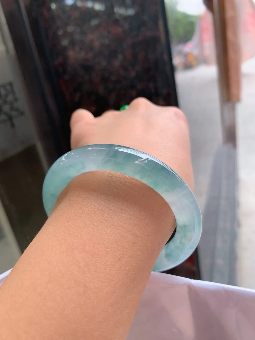 圆条冰玻蓝花 微棉根 尺寸:52.7/10.2 花美 种水好🥰🥰