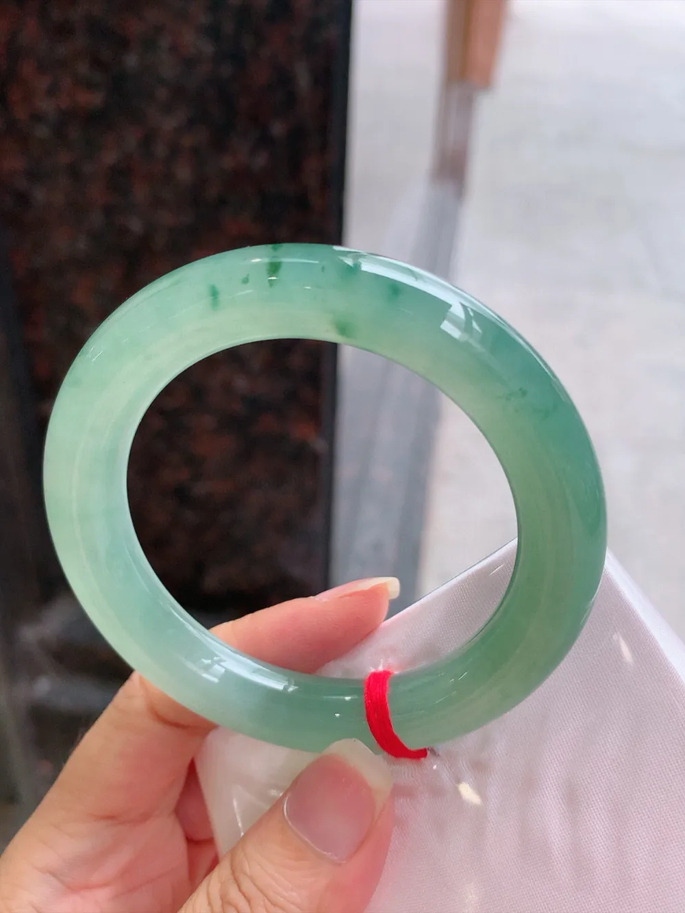 圆条冰玻飘花 无瑕 尺寸:55.1/10.8 花美 种水好