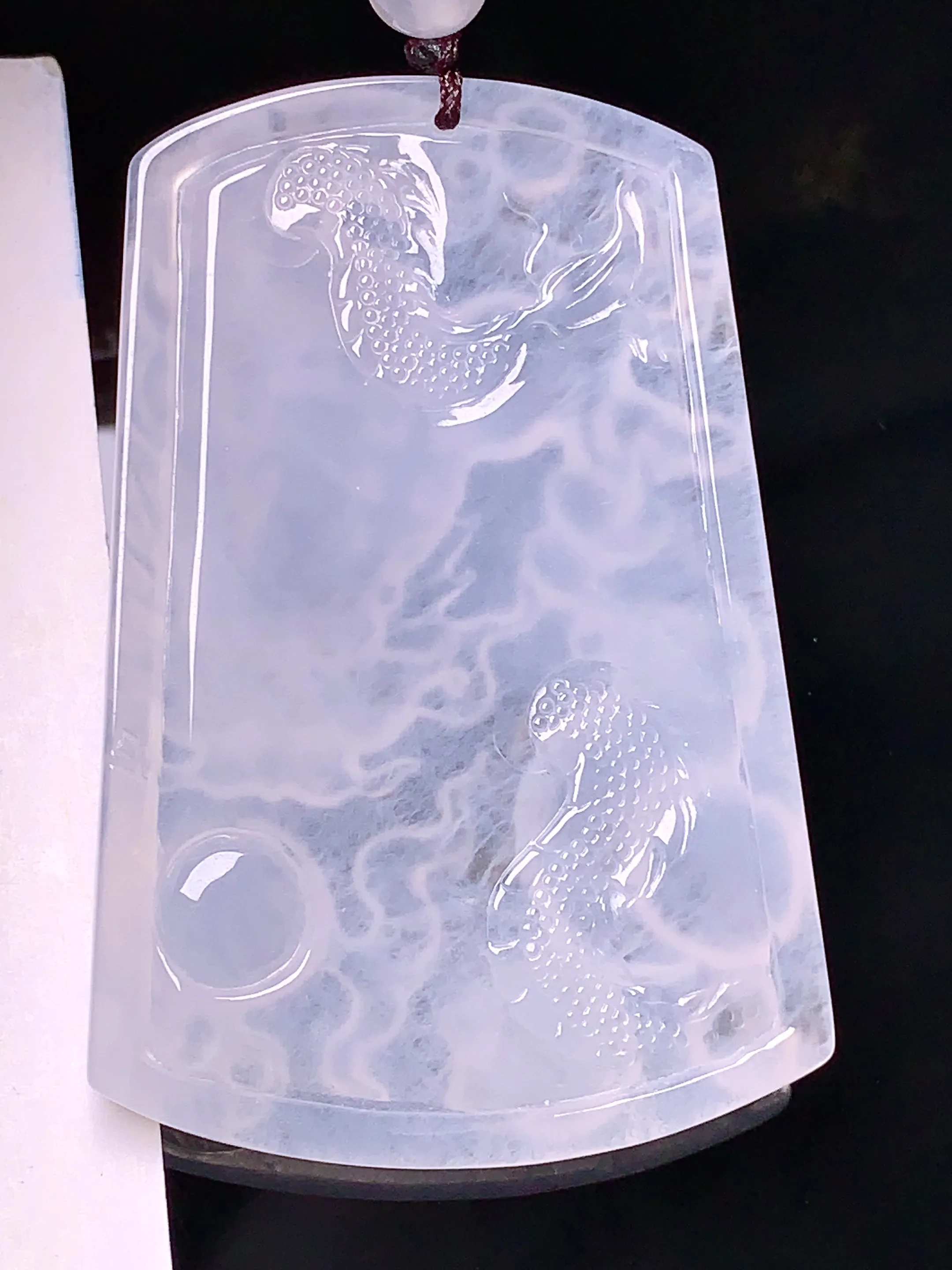 冰种龙牌吊坠 玉质细腻 色泽艳丽 整体尺寸54.5*36.8*5.2
