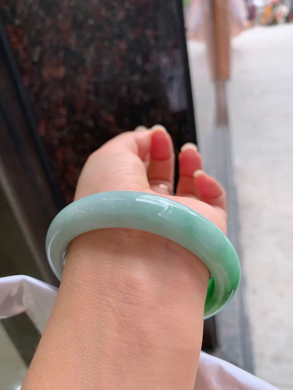 正圈冰糯阳绿 一丝棉纹 尺寸:57.1/12.1/8.7 色好🥰🥰
