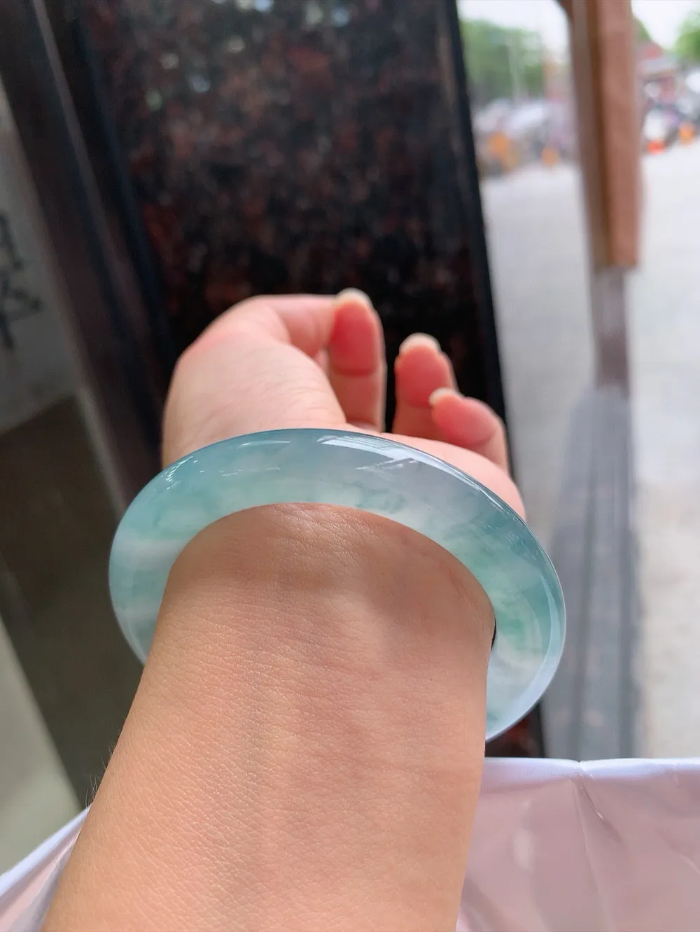 圆条冰玻蓝花 微棉根 尺寸:52.7/10.2 花美 种水好🥰🥰