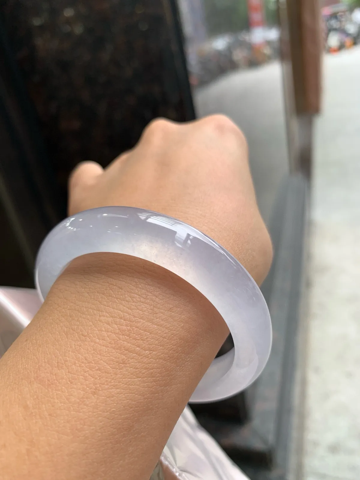 正圈冰玻紫满色 无瑕 尺寸:54.5/12/8.8 种水好
