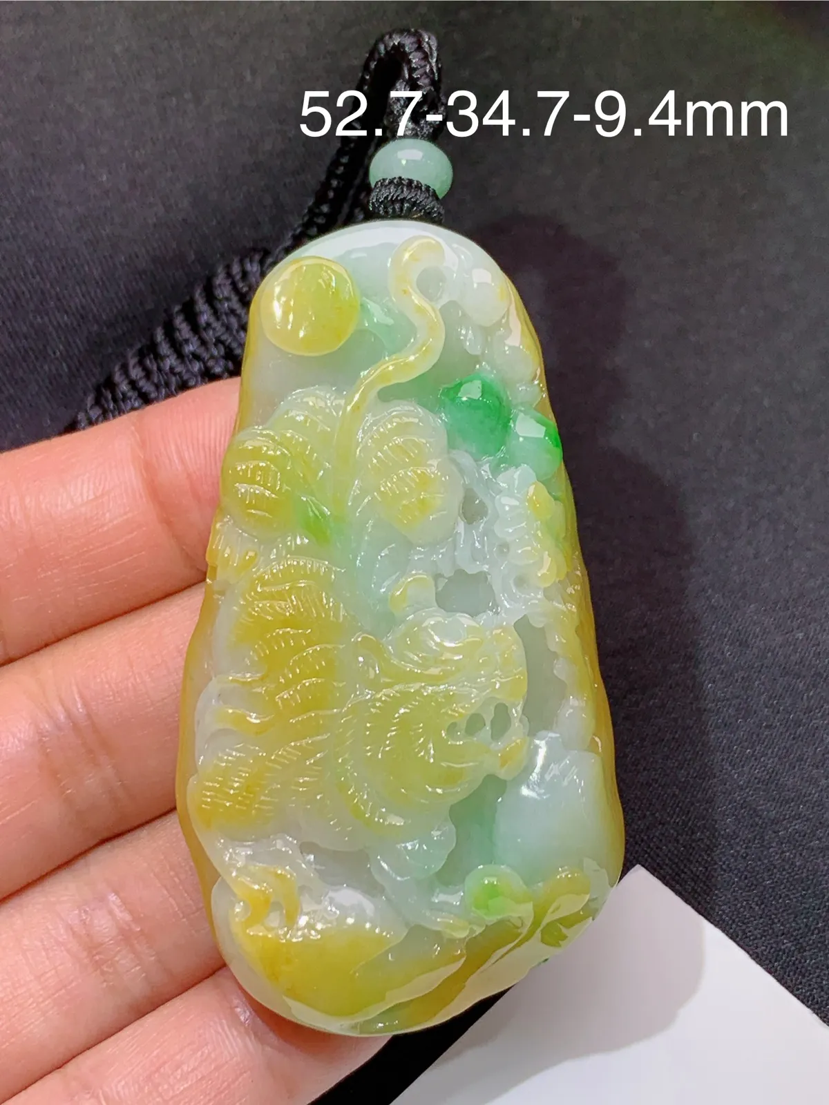 黄十绿老虎，冰润鲜艳，厚装种老，种水足 尺寸52.7*34.7*9.4