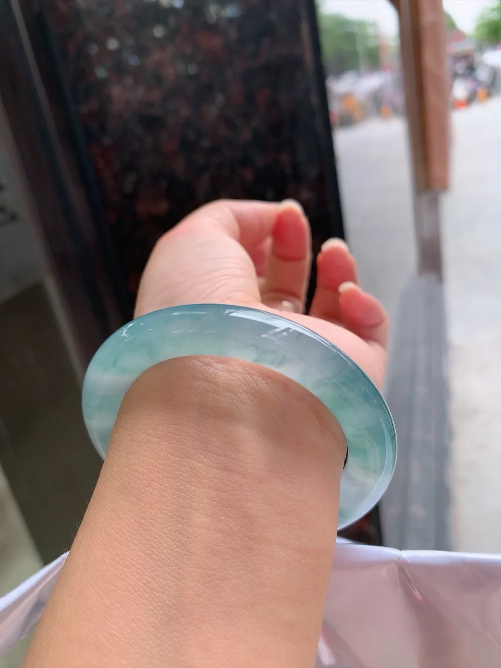 圆条冰玻蓝花 微棉根 尺寸:52.7/10.2 花美 种水好🥰🥰