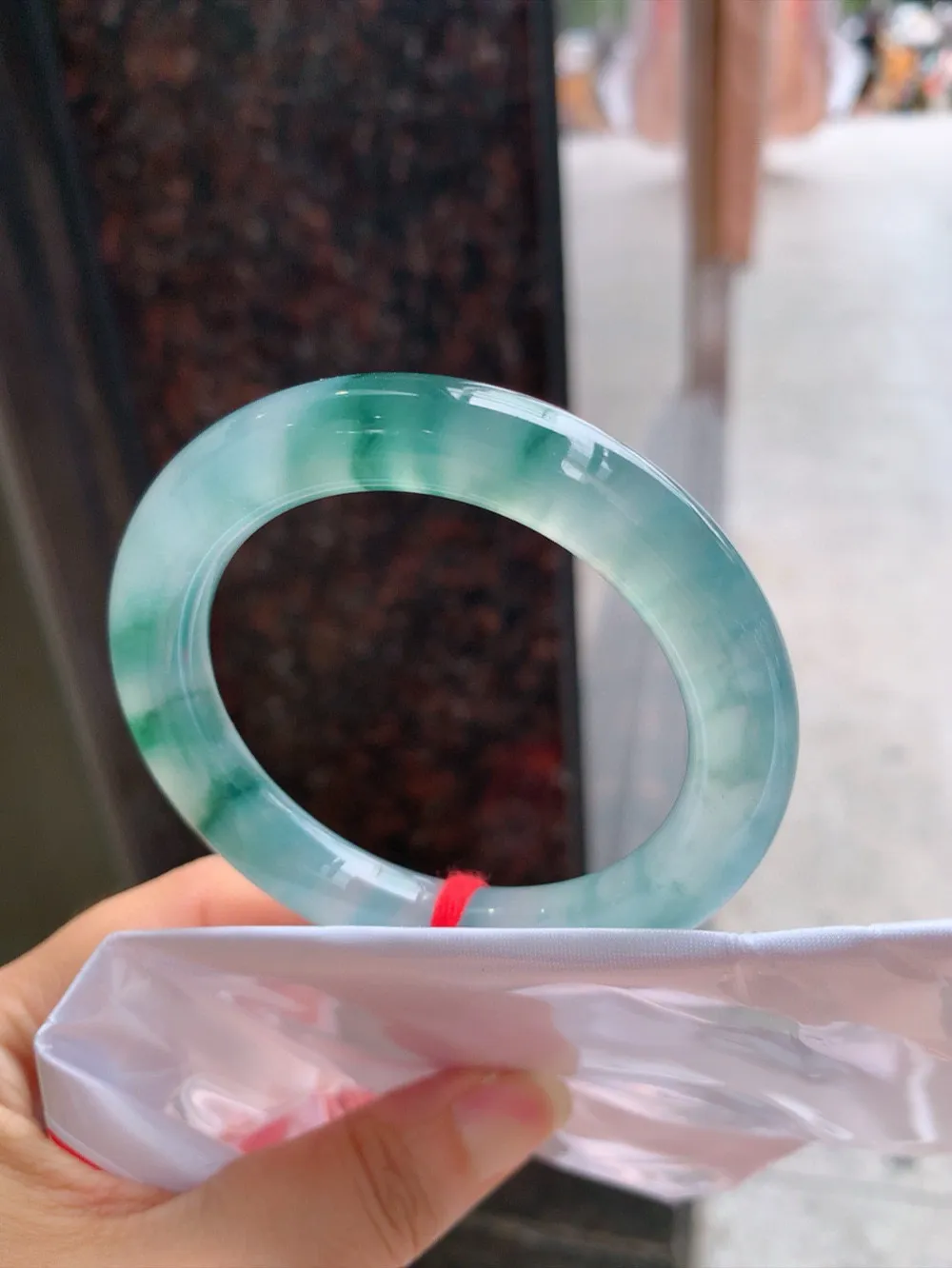 圆条冰玻飘花 无瑕 尺寸:52.7/10.1 花美 种水好